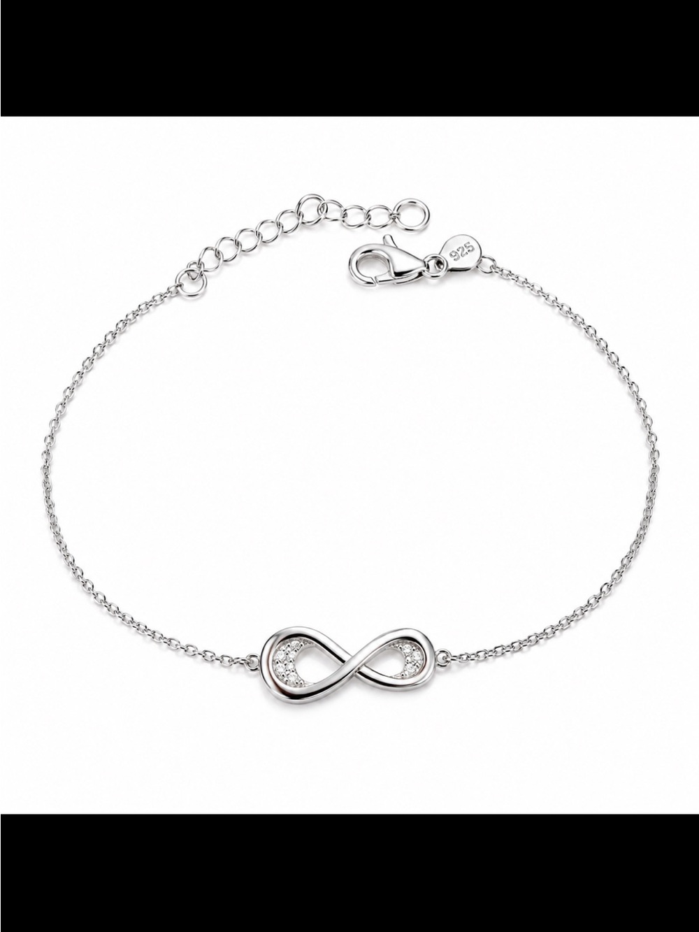 Sterling 925 Solid Silver Infinity Bracelet Silver with 1.0 CTW Moissanite NWT